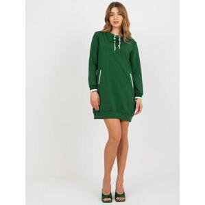 Fashionhunters Tmavě zelená mini mikina basic šaty s kapsami Velikost: ONE VELIKOST, JEDNA