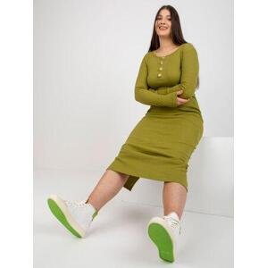 Fashionhunters Světle zelené pruhované šaty plus size velikosti s rozparkem vzadu.Velikost: ONE SIZE, JEDNA, VELIKOST