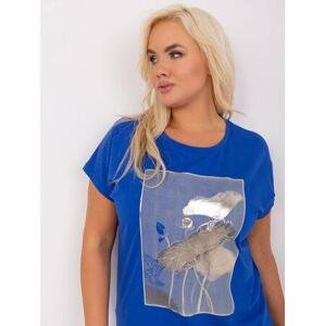Fashionhunters Kobaltově modrá dámská bavlněná halenka plus size.Velikost: JEDNA VELIKOST