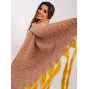 Fashionhunters Žlutý a růžový šátek s třásněmi Velikost: JEDNA VELIKOST
