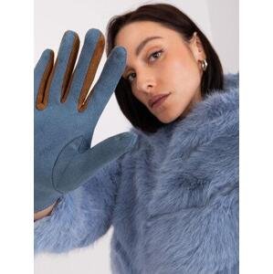 Fashionhunters Šedomodré rukavice s pletenými pásky Velikost: L/XL