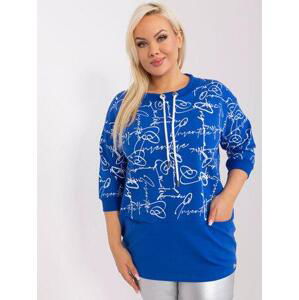 Fashionhunters Dámská kobaltová halenka plus size s kapsami.Velikost: ONE SIZE, JEDNA, VELIKOST