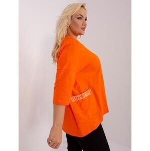 Fashionhunters Oranžová volná plus size halenka s výstřihem.Velikost: ONE SIZE, JEDNA, VELIKOST