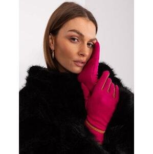 Fashionhunters Fuchsiové dotykové rukavice s ozdobným páskem.Velikost: L/XL