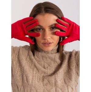 Fashionhunters Červené dotykové rukavice s hladkým vzorem.Velikost: S/M