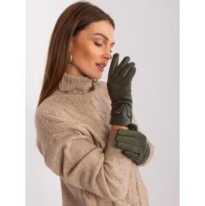 Fashionhunters Khaki elegantní dámské rukavice Velikost: S/M