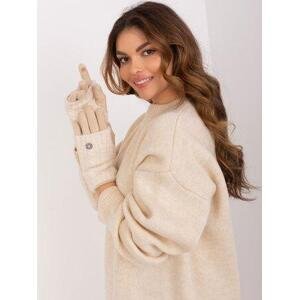 Fashionhunters Béžové dotykové rukavice s pletenou izolací Velikost: ONE SIZE, JEDNA, VELIKOST