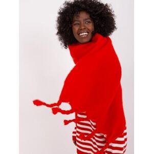 Fashionhunters Červený teplý šátek s třásněmi.Velikost: ONE SIZE, JEDNA, VELIKOST