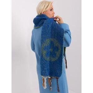 Fashionhunters Tmavě modrý široký zimní šátek Velikost: ONE SIZE, JEDNA, VELIKOST