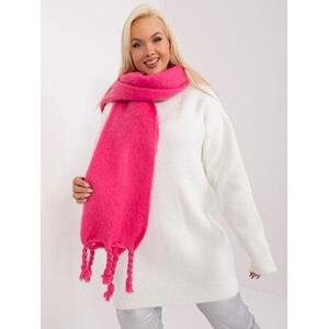 Fashionhunters Tmavě růžový hladký šátek s třásněmi.Velikost: ONE SIZE, JEDNA, VELIKOST