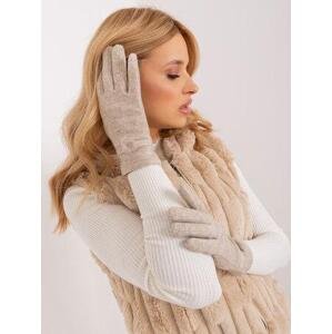 Fashionhunters Béžové zimní rukavice s páskem.Velikost: S/M