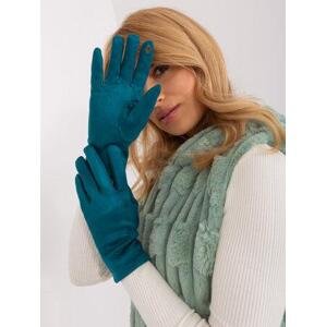 Fashionhunters Tyrkysové hladké dámské rukavice Velikost: S/M