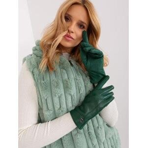 Fashionhunters Tmavě zelené zateplené dámské rukavice.Velikost: L/XL