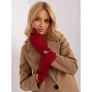 Fashionhunters Červené hladké rukavice s páskem.Velikost: L/XL