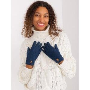Fashionhunters Tmavě modré rukavice s geometrickými vzory.Velikost: S/M