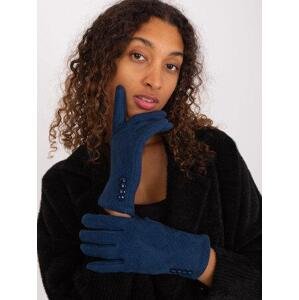 Fashionhunters Tmavě modré zateplené dámské rukavice Velikost: S/M