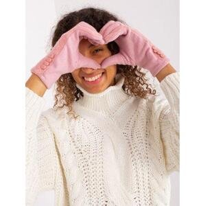 Fashionhunters Světle růžové rukavice s geometrickým vzorem.Velikost: S/M