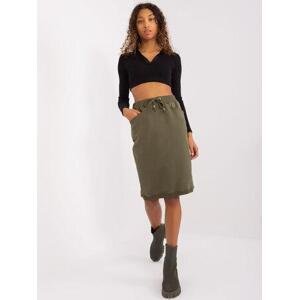 Fashionhunters Khaki basic mikinová sukně s kapsami Ava Velikost: M