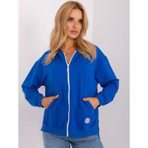 Fashionhunters Tmavě modrá dámská mikina na zip s kapucí.Velikost: L/XL
