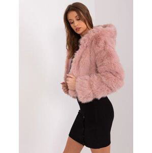 Fashionhunters Světle růžová krátká dámská kožešinová bunda Velikost: S/M
