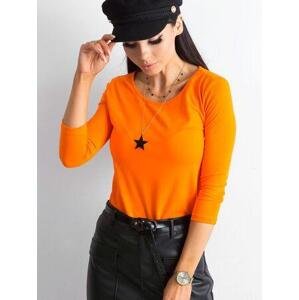 Fashionhunters Základní oranžová bavlněná halenka XL