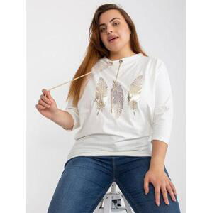 Fashionhunters Bílá bavlněná halenka plus size velikosti s aplikací Size: ONE SIZE, JEDNA, VELIKOST