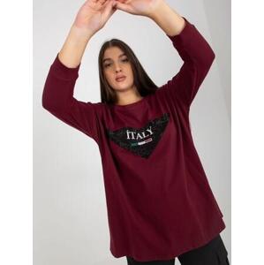 Fashionhunters Švestková halenka plus size s 3/4 rukávem Velikost: JEDNA VELIKOST