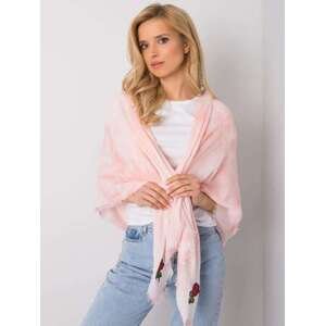 Fashionhunters Růžový dámský šátek s barevnými nášivkami ONE SIZE, JEDNA, VELIKOST