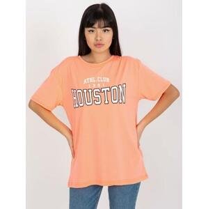 Fashionhunters Fluo oranžové volné dámské tričko s nápisem Size: ONE SIZE, JEDNA, VELIKOST