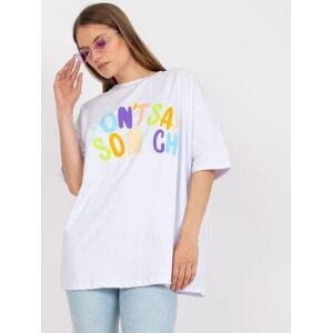 Fashionhunters Dámské bílé tričko s bavlněným potiskem. velikost: ONE SIZE, JEDNA, VELIKOST