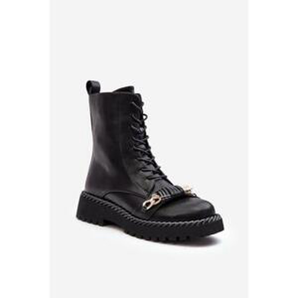 Kesi Dámské kožené pracovní kotníkové boty s ozdobou, černá S.Barski Velikost: 36