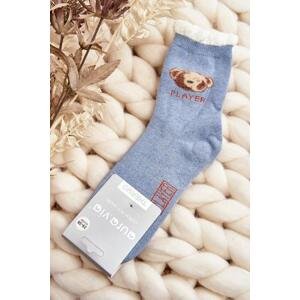 Kesi Silné bavlněné ponožky s medvídkem, modré, 35-38, Modrá