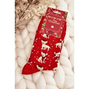 Kesi Pánské vánoční bavlněné ponožky se soby červené 43-46, Červená