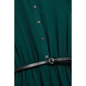 MOODO Šaty s rozšířeným spodkem a páskem Velikost: XXL, Zelená