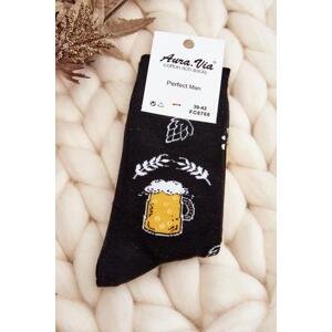 Kesi Pánské vzorované ponožky Beer Black 43-46, Černá