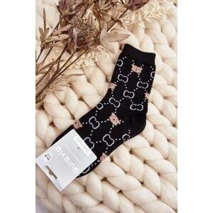 Kesi Teplé bavlněné ponožky s medvídky, černá, 35-38