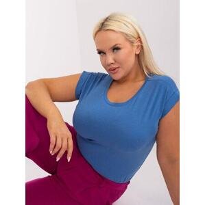 Fashionhunters Tmavě modré dámské triko plus size BASIC FEEL GOOD Velikost: M