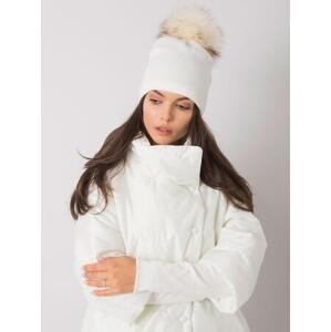 Fashionhunters JEDNA VELIKOST bílá zimní čepice s bambulí