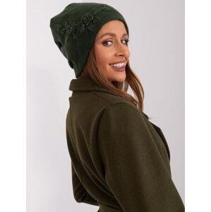 Fashionhunters Tmavě zelená dámská pletená čepice.Velikost: ONE SIZE, JEDNA, VELIKOST