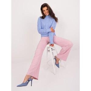 Fashionhunters Světle růžové rovné dámské oblekové kalhoty Velikost: S