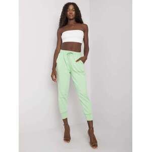 Fashionhunters Světle zelené dámské bavlněné kalhoty L / XL