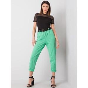 Fashionhunters Dámské zelené kalhoty s páskem velikost: S