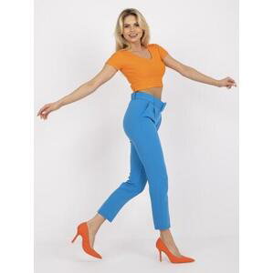 Fashionhunters Modré dámské oblekové kalhoty Giulia s kapsami Velikost: M