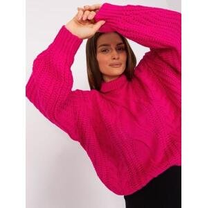 Fashionhunters Fuchsiový dámský oversize svetr s rolákem Velikost: ONE VELIKOST, JEDNA