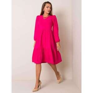 Fashionhunters RUE PARIS Tmavě růžové bavlněné šaty M