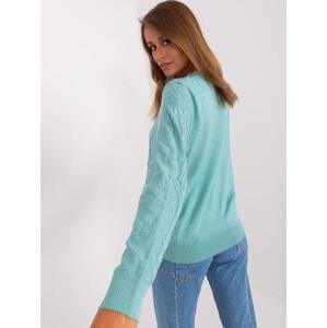 Fashionhunters Mint dámský svetr se vzory.Velikost: ONE SIZE, JEDNA, VELIKOST