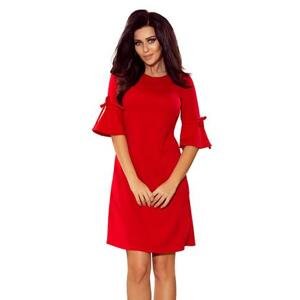 Numoco Trapézové šaty s rozšířenými rukávy NEVA - červené Velikost: M, Červená