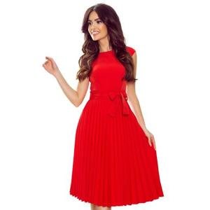 Numoco Plisované šaty s vázáním LILA - červené Velikost: XXL, Červená