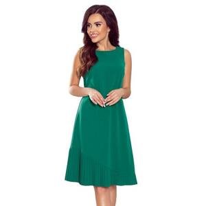 Numoco Trapézové šaty s asymetrickým řasením KARINE - zelené Velikost: XL, Zelená