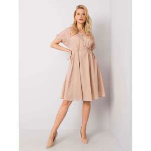 Fashionhunters Kaia Beige RUE PARIS Šaty Velikost: M